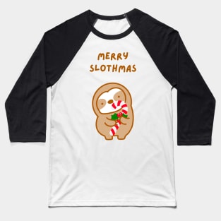 Merry Slothmas Candy Cane Sloth Baseball T-Shirt